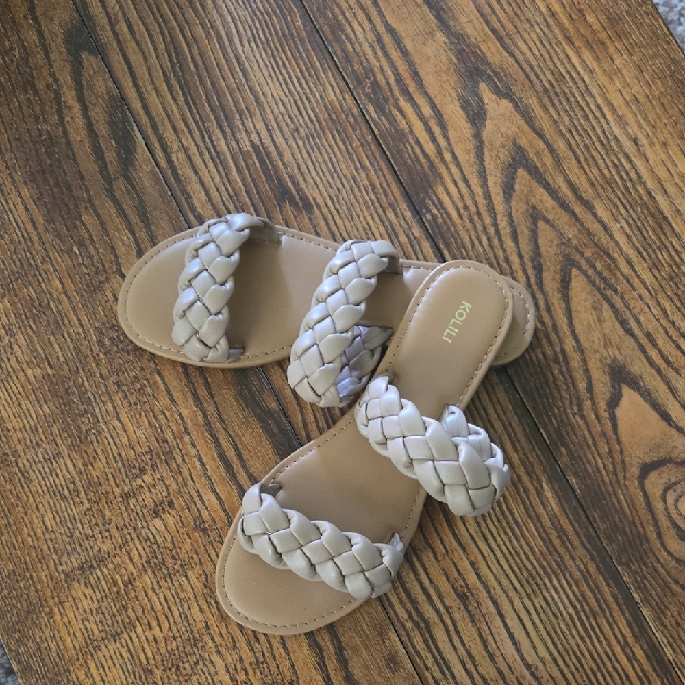 Kolili Tan and Cream Braided Sandals